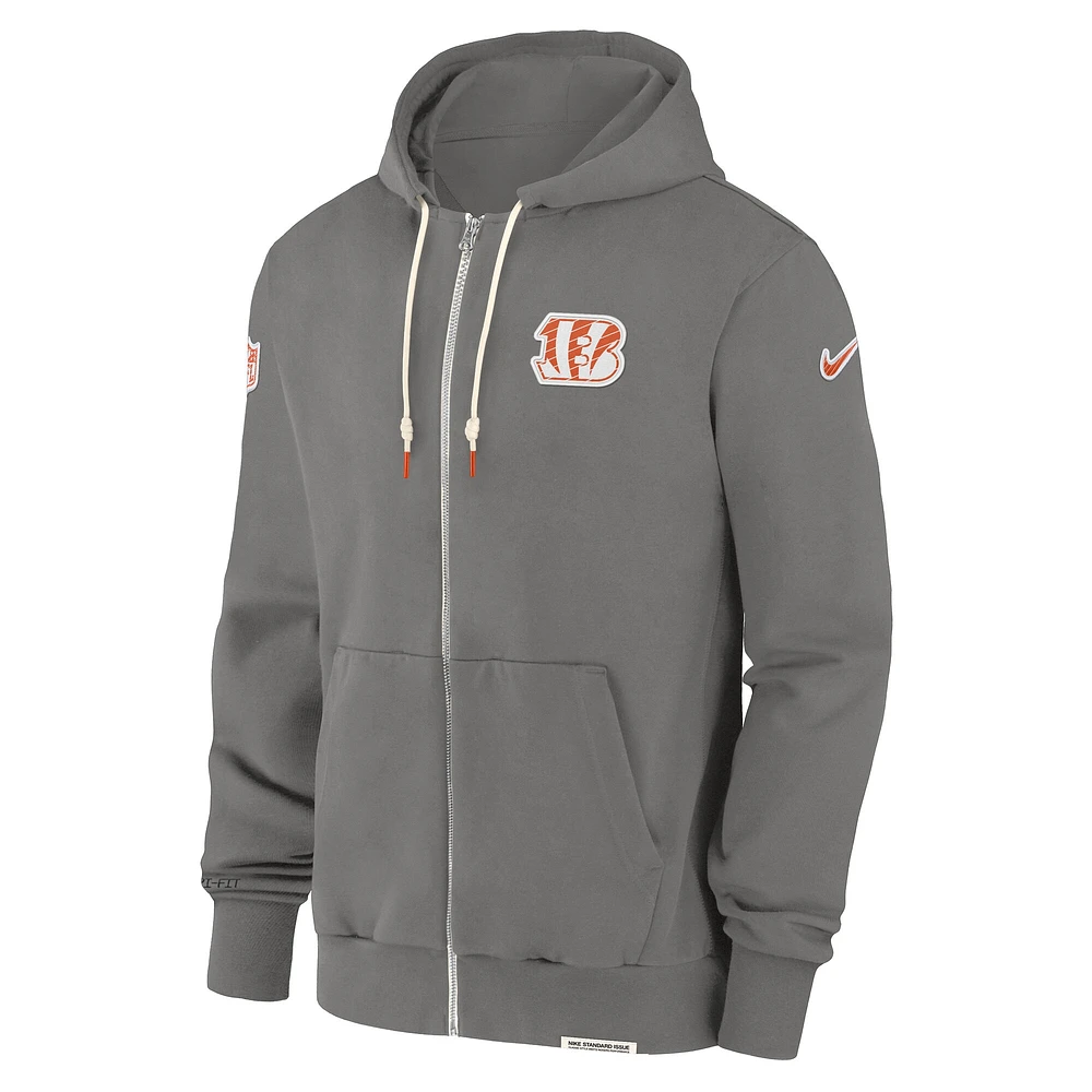 Men's Nike  Pewter Cincinnati Bengals Player Full-Zip Performance Hoodie