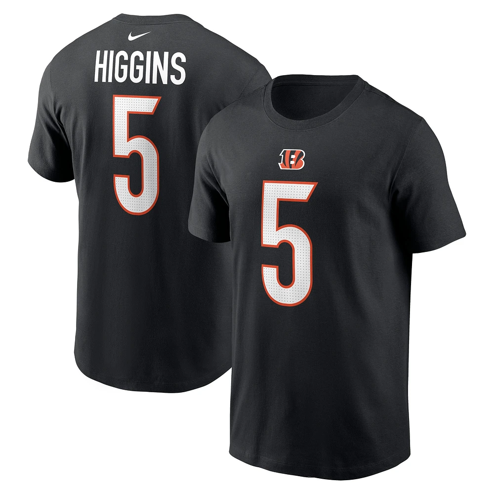 T-shirt avec nom et numéro du joueur des Bengals de Cincinnati Nike Tee Higgins pour homme, noir