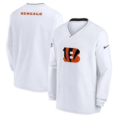 Coupe-vent à manches longues et col en V Nike pour homme Cincinnati Bengals 2023/24 Sideline Repel Blanc