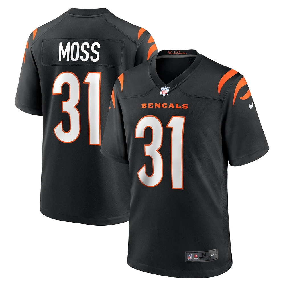 Maillot de match Nike Zack Moss noir pour homme des Bengals Cincinnati