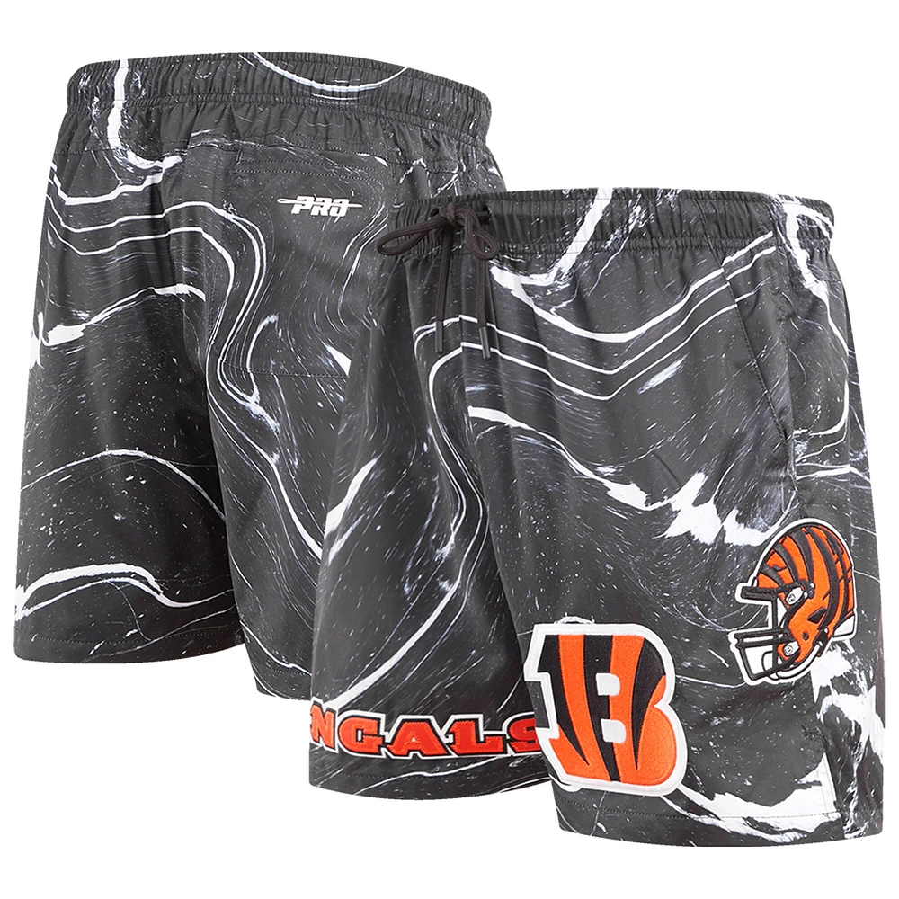 Short noir Pro Standard Cincinnati Bengals pour homme avec imprimé marbré