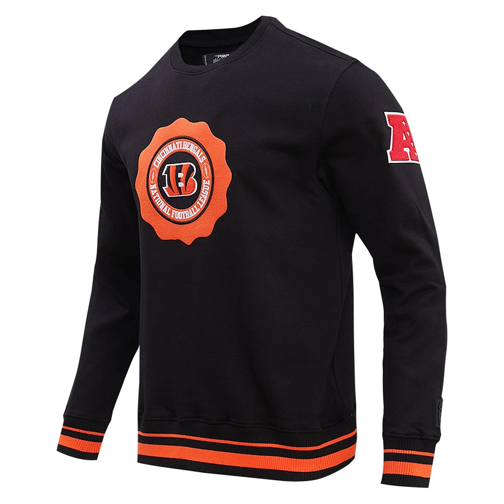 Men's Pro Standard Black Cincinnati Bengals Crest Emblem Pullover Sweatshirt