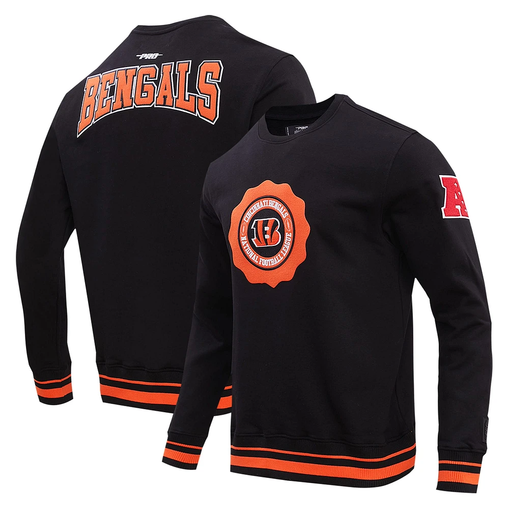 Men's Pro Standard Black Cincinnati Bengals Crest Emblem Pullover Sweatshirt