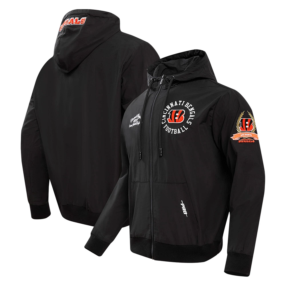 Sweat à capuche hybride tissé et entièrement zippé Pro Standard pour hommes, noir, Cincinnati Bengals