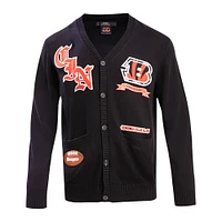 Men's Pro Standard Black Cincinnati Bengals Prep Button-Up Cardigan Sweater