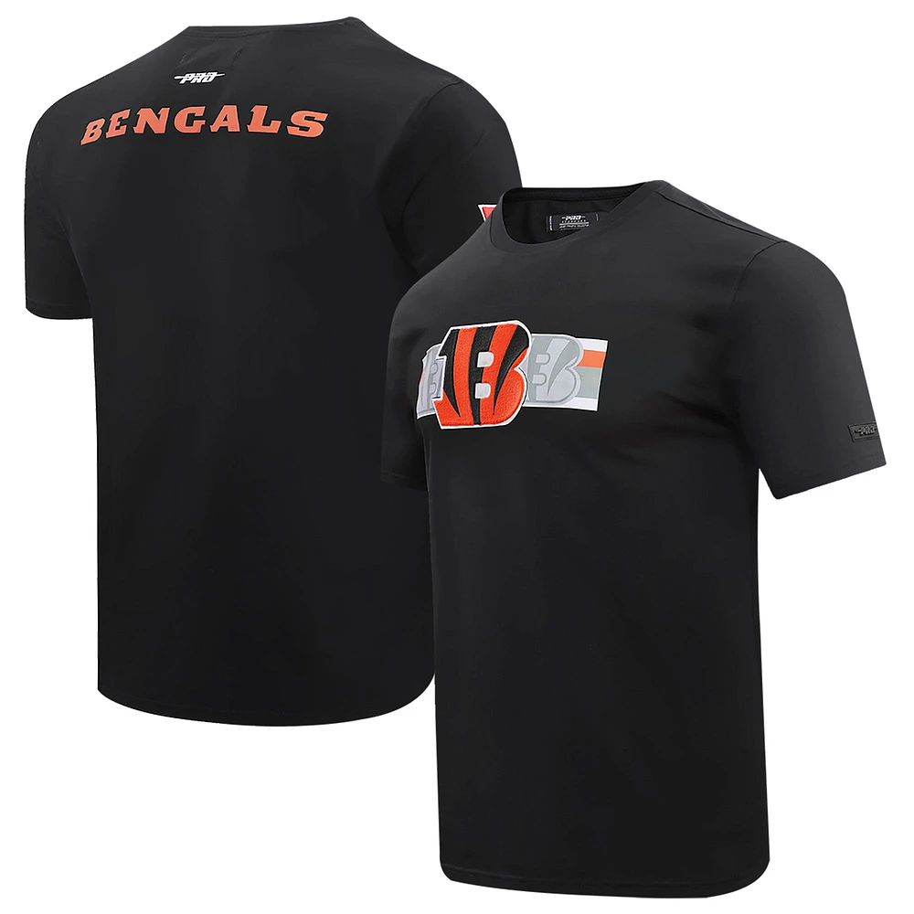 Men's Pro Standard Black Cincinnati Bengals Retro Striper T-Shirt