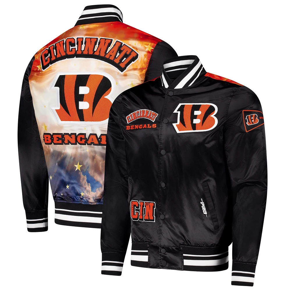 Men's Pro Standard Black Cincinnati Bengals Sublimated Satin Full-Snap Jacket