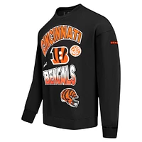 Men's Pro Standard Black Cincinnati Bengals Turn It Up Drop Shoulder Pullover Sweatshirt