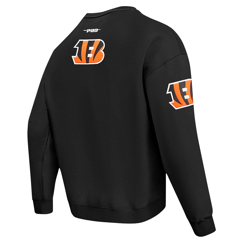 Men's Pro Standard Black Cincinnati Bengals Turn It Up Drop Shoulder Pullover Sweatshirt