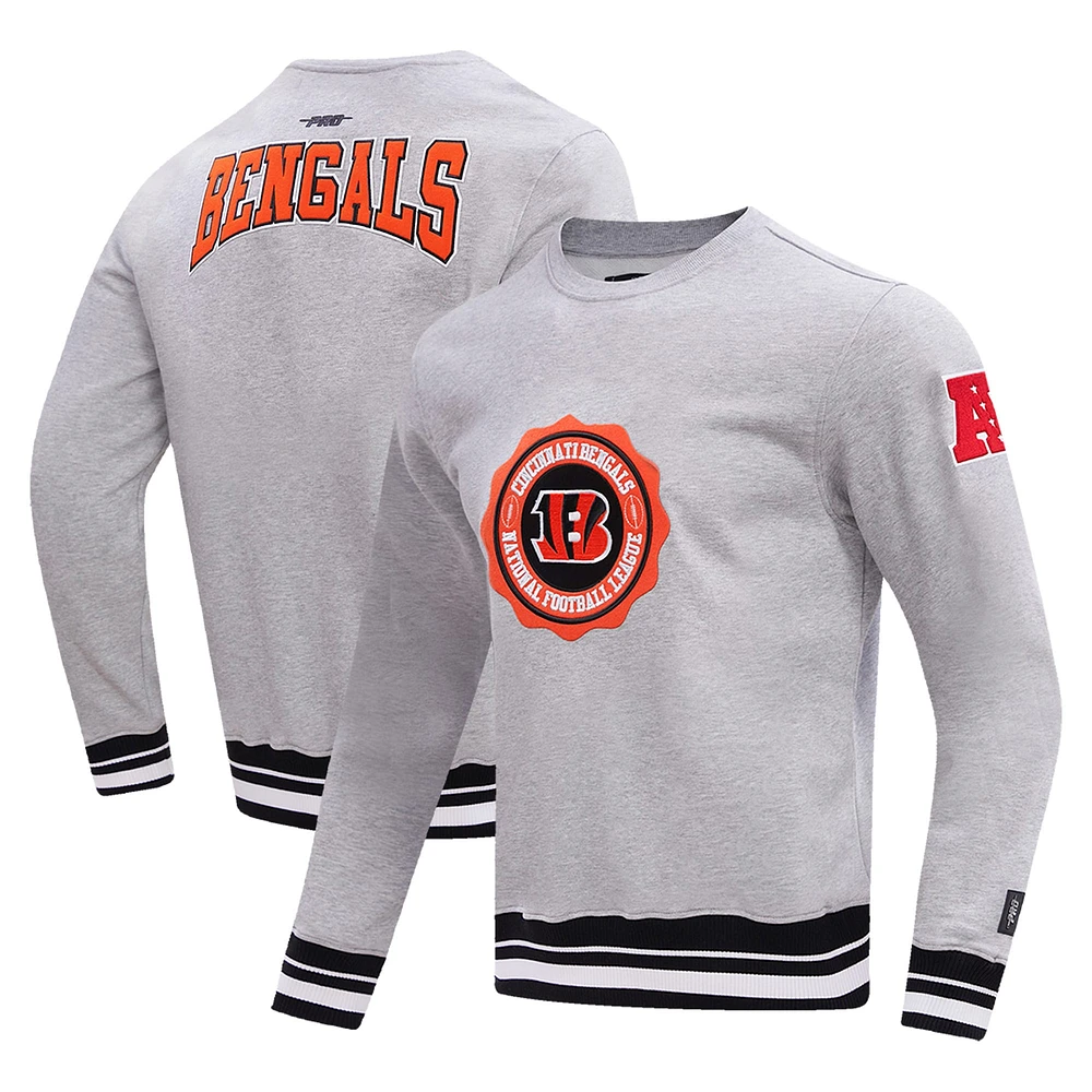 Men's Pro Standard Heather Gray Cincinnati Bengals Crest Emblem Pullover Sweatshirt