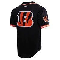 Maillot de baseball boutonné en maille Pro Standard Joe Burrow pour hommes, noir, Cincinnati Bengals