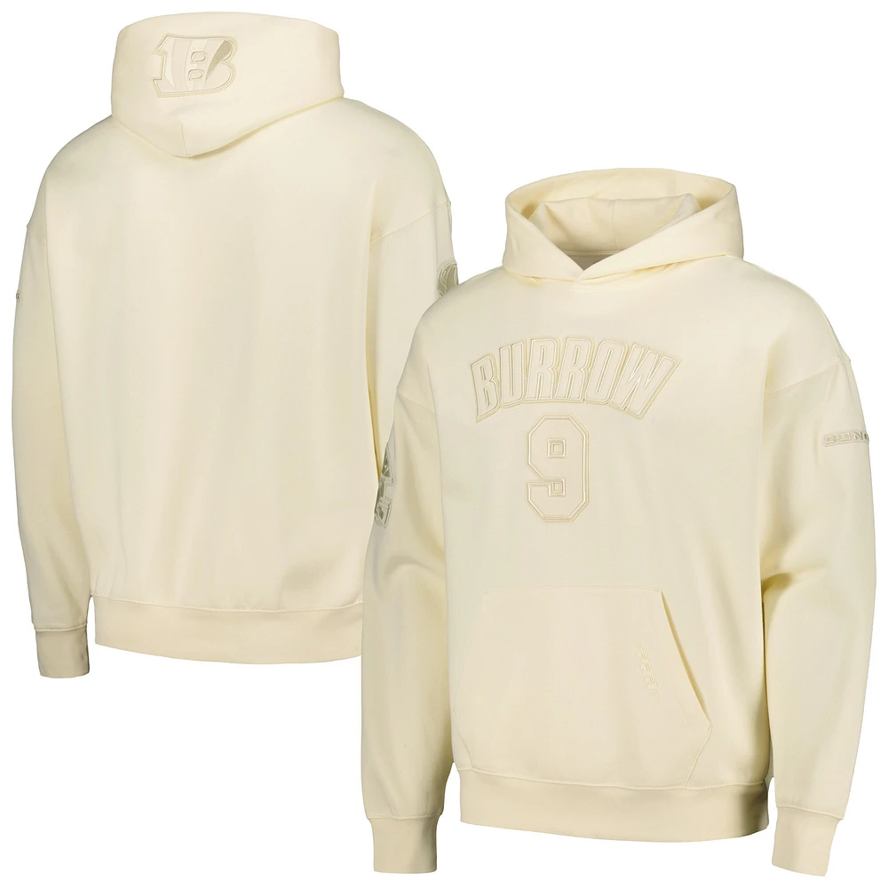 Sweat à capuche Pro Standard Joe Burrow crème pour hommes, nom et numéro du joueur des Bengals de Cincinnati