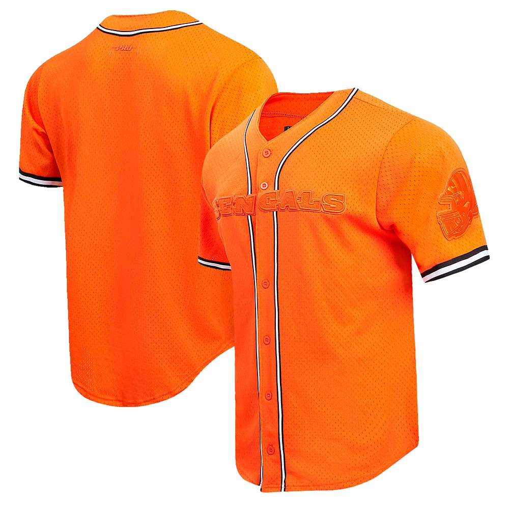 Chemise boutonnée en maille triple ton sur Pro Standard Orange des Bengals de Cincinnati pour hommes