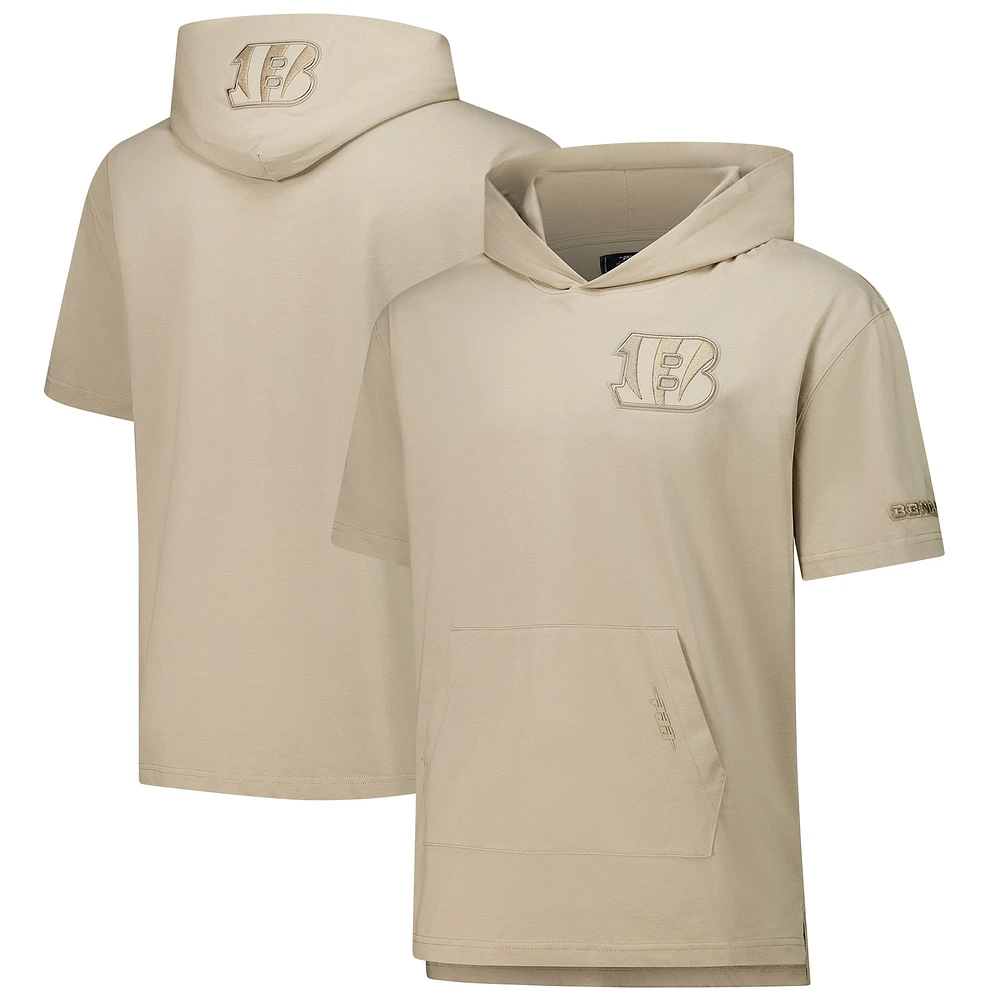 Sweat à capuche manches courtes pour homme Pro Standard Tan Cincinnati Bengals Neutrals Capsule