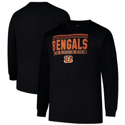 T-shirt à manches longues Pop Big & Tall pour homme avec profil noir des Bengals de Cincinnati