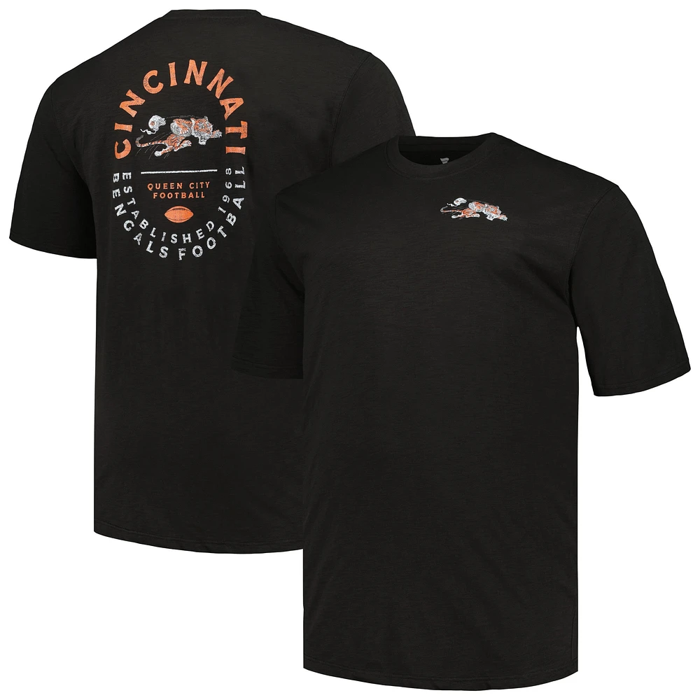 T-shirt noir pour homme Profile Cincinnati Bengals Big & Tall Two-Hit Throwback