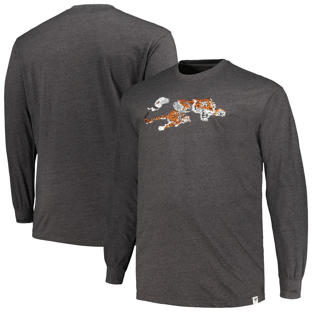 Men's Profile  Heather Charcoal Cincinnati Bengals Big & Tall Throwback Long Sleeve T-Shirt