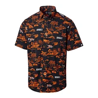 Men's Reyn Spooner Black Cincinnati Bengals Throwback Kekai Print Button-Up Shirt