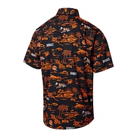 Men's Reyn Spooner Black Cincinnati Bengals Throwback Kekai Print Button-Up Shirt