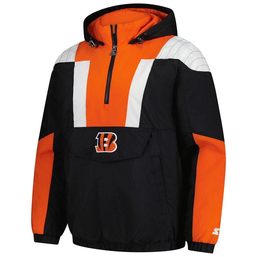 Men's Starter Black/Orange Cincinnati Bengals Charger Half-Zip Pullover Jacket