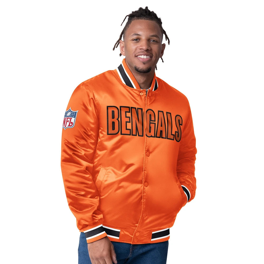 Men's Starter  Black/Orange Cincinnati Bengals Closer Reversible Satin Full-Snap Jacket