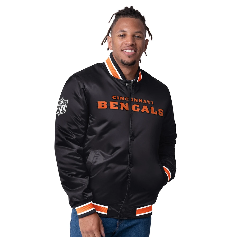 Men's Starter  Black/Orange Cincinnati Bengals Closer Reversible Satin Full-Snap Jacket