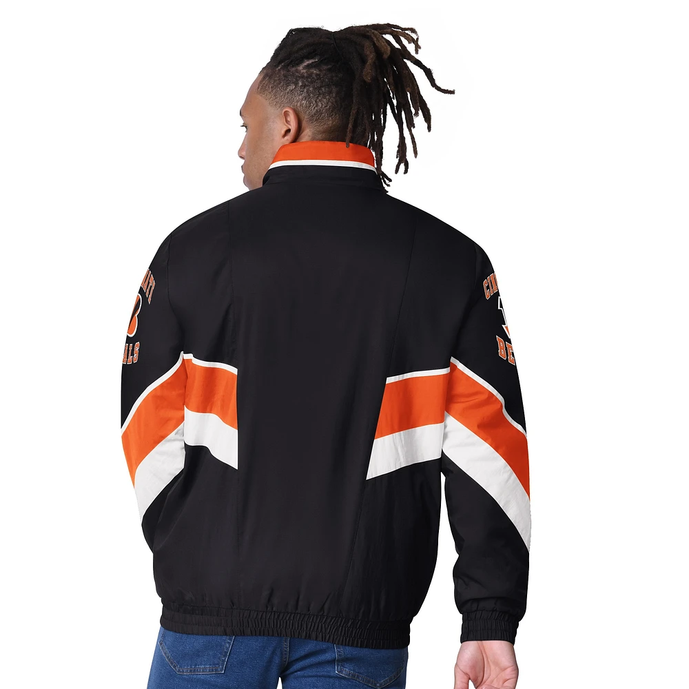 Men's Starter Black Cincinnati Bengals Captain Satin Varsity Jacket