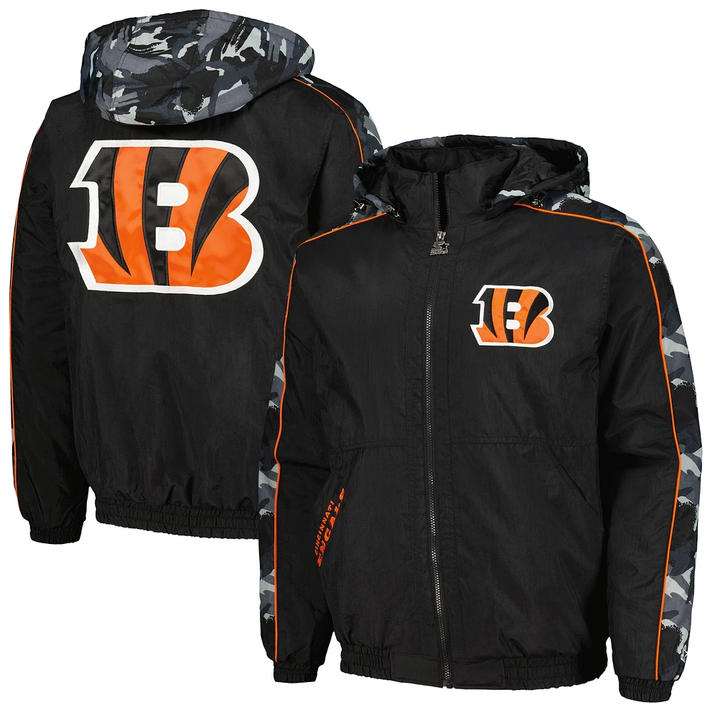 Sweat à capuche entièrement zippé Starter Black Cincinnati Bengals Thursday Night Gridiron pour hommes