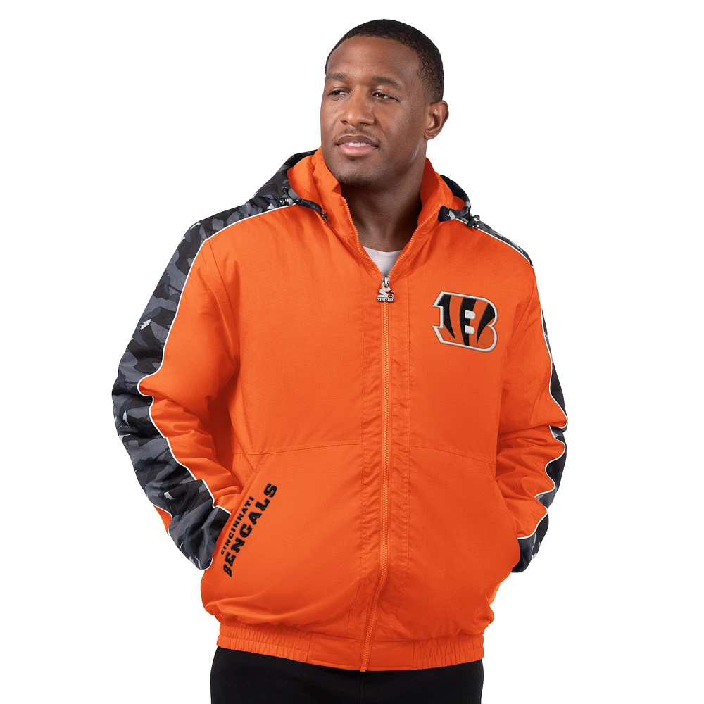 Veste zippée orange Starter Thursday Night Gridiron pour homme des Bengals de Cincinnati