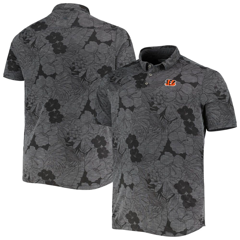 Men's Tommy Bahama Black Cincinnati Bengals Big & Tall Miramar Blooms Polo