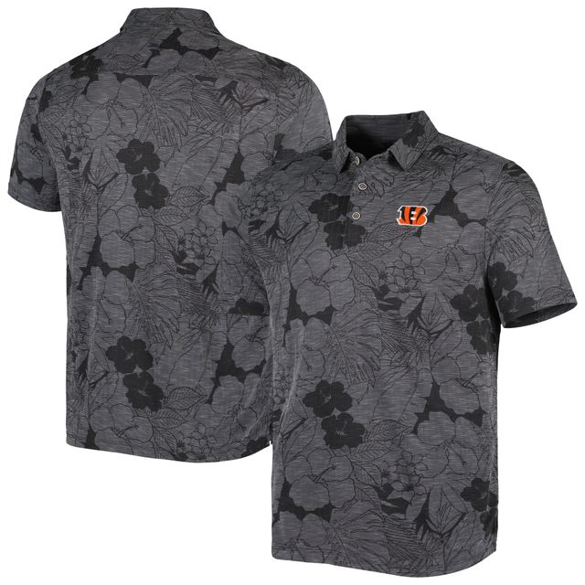 Polo Tommy Bahama pour homme noir Cincinnati Bengals Miramar Blooms