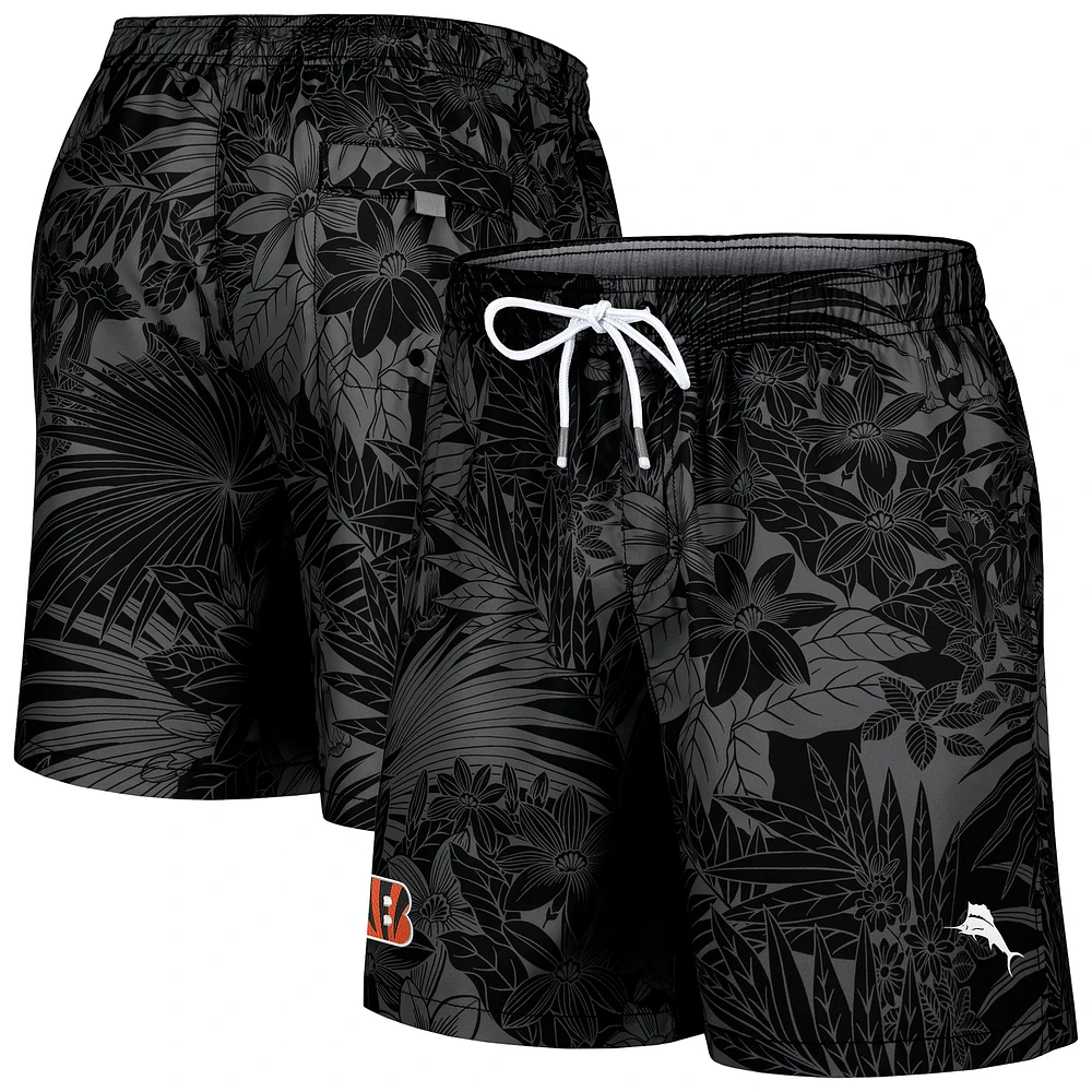 Short de bain Tommy Bahama noir Cincinnati Bengals Santiago Palms pour hommes