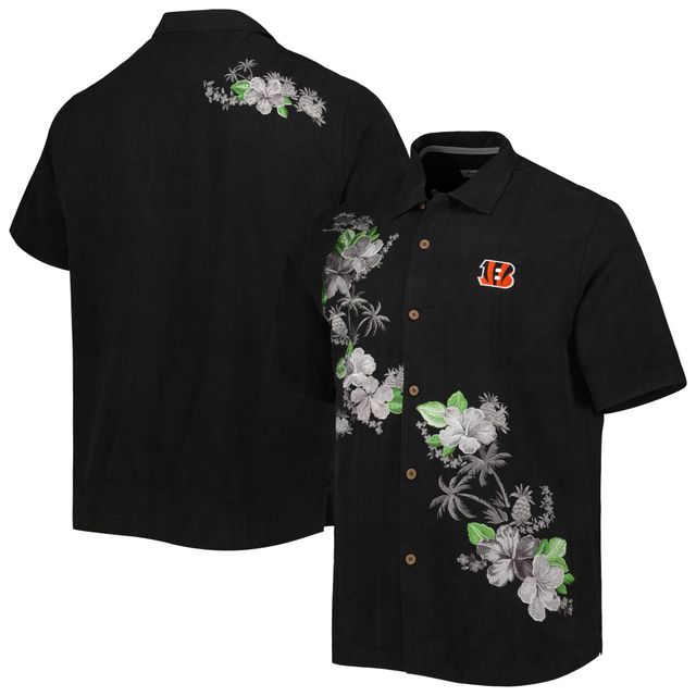 Chemise boutonnée pour homme Tommy Bahama Black Cincinnati Bengals Sport Azule Oasis Camp