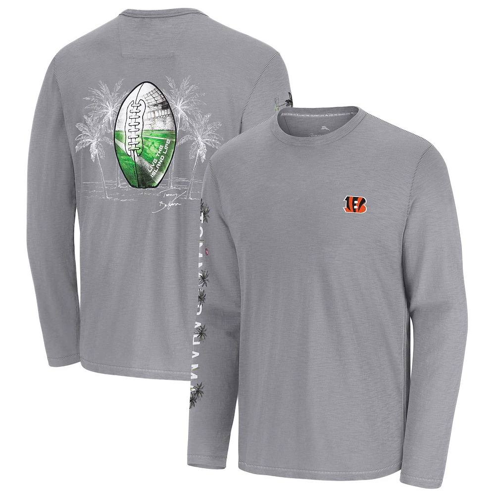 Men's Tommy Bahama  Gray Cincinnati Bengals Oasis Endzone Lux Long Sleeve T-Shirt