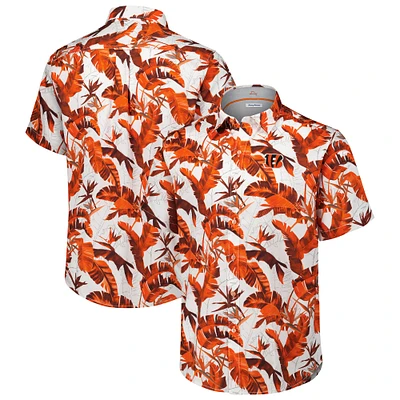 Men's Tommy Bahama Orange Cincinnati Bengals Sunnyvale Blooms Camp Button-Up Shirt