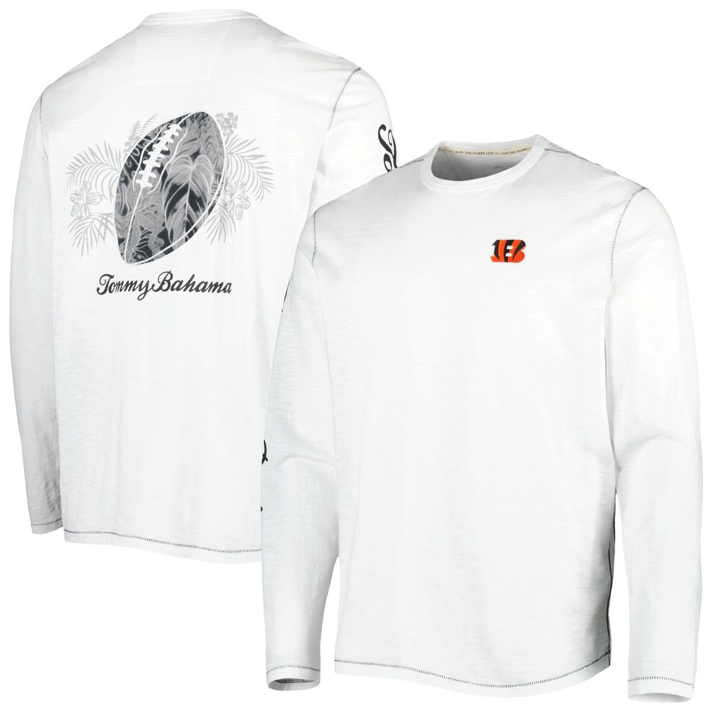 Men's Tommy Bahama White Cincinnati Bengals Laces Out Billboard Long Sleeve T-Shirt Size: Small