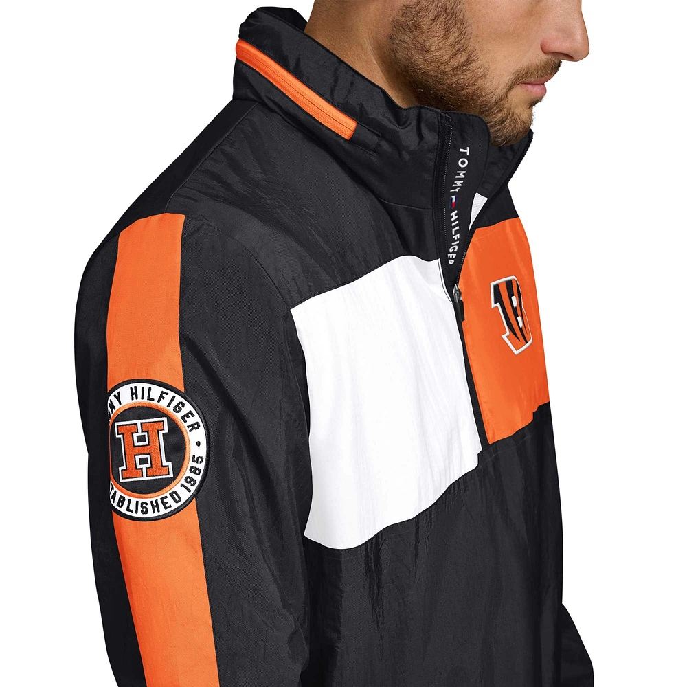 Veste à capuche légère demi-zip pour homme Tommy Hilfiger Cincinnati Bengals Gael noire