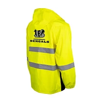 Men's Yellow Cincinnati Bengals Hi-Vis Safety Waterproof Rainshell Full-Zip Hooded Jacket