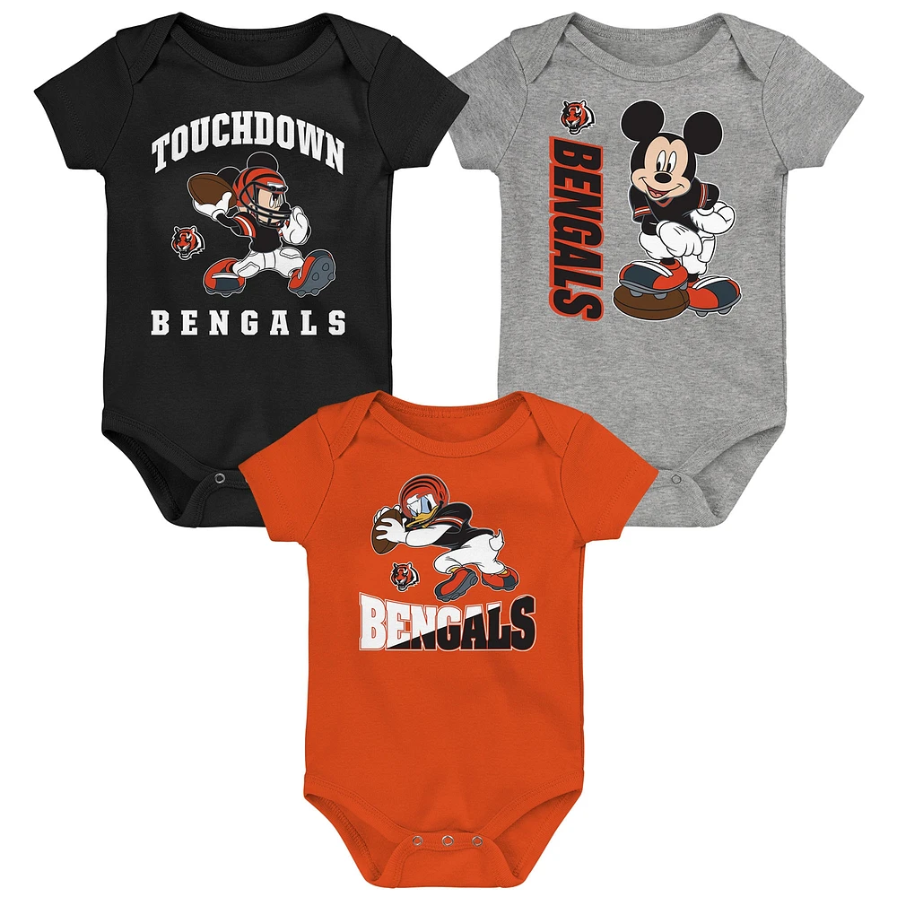 Newborn & Infant Cincinnati Bengals 3-Peat 3-Pack Bodysuit Set