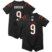 Maillot Nike Joe Burrow pour nouveau-né et nourrisson, barboteuse de jeu des Bengals Cincinnati, noir