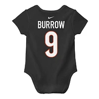 Body Nike Joe Burrow noir avec nom et numéro de joueur des Bengals Cincinnati pour nouveau-né bébé