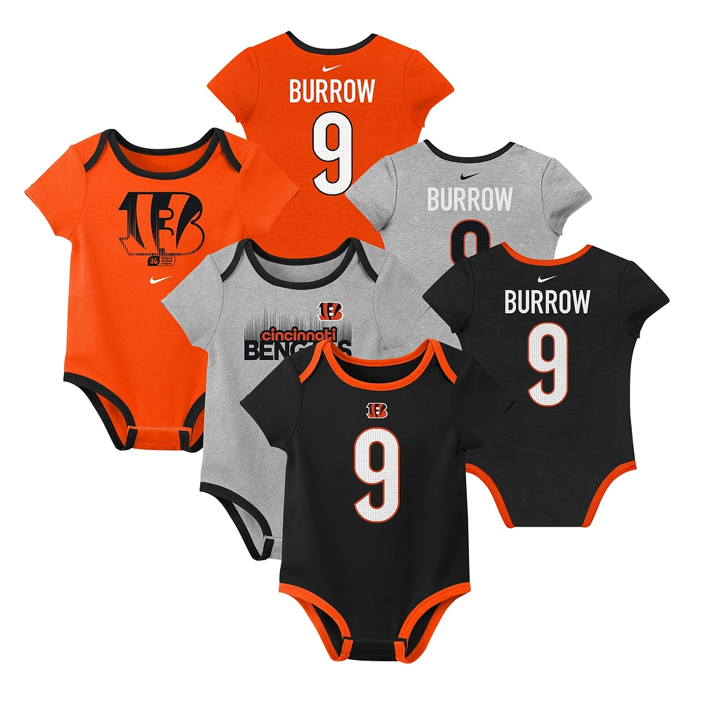 Newborn & Infant Nike Joe Burrow Cincinnati Bengals Three-Pack Bodysuit Set