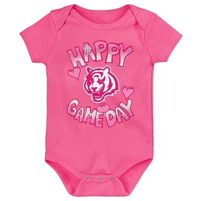 Body rose pour nouveau-né Cincinnati Bengals Happy Gameday