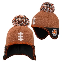 Preschool Brown Cincinnati Bengals Football Head Knit Hat with Pom