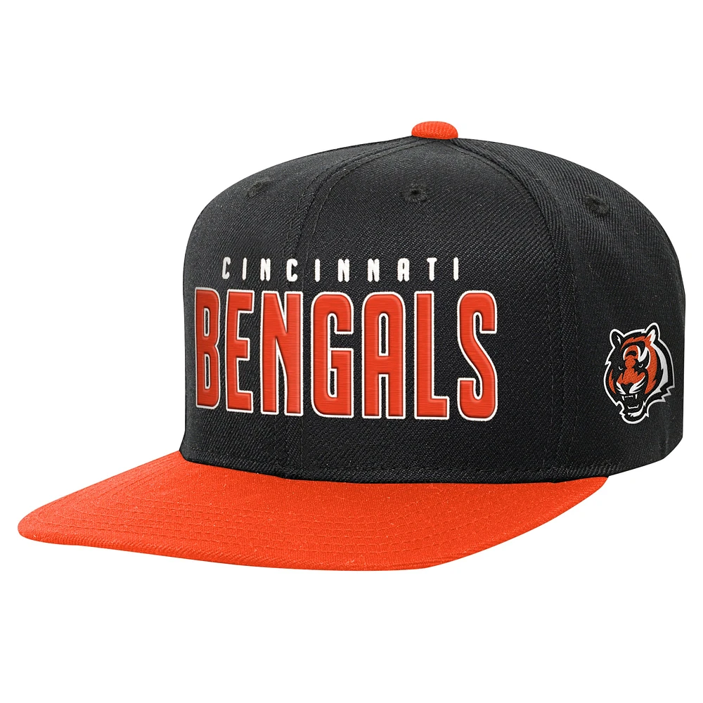 Casquette Snapback Lock Up noire/orange préscolaire des Bengals de Cincinnati