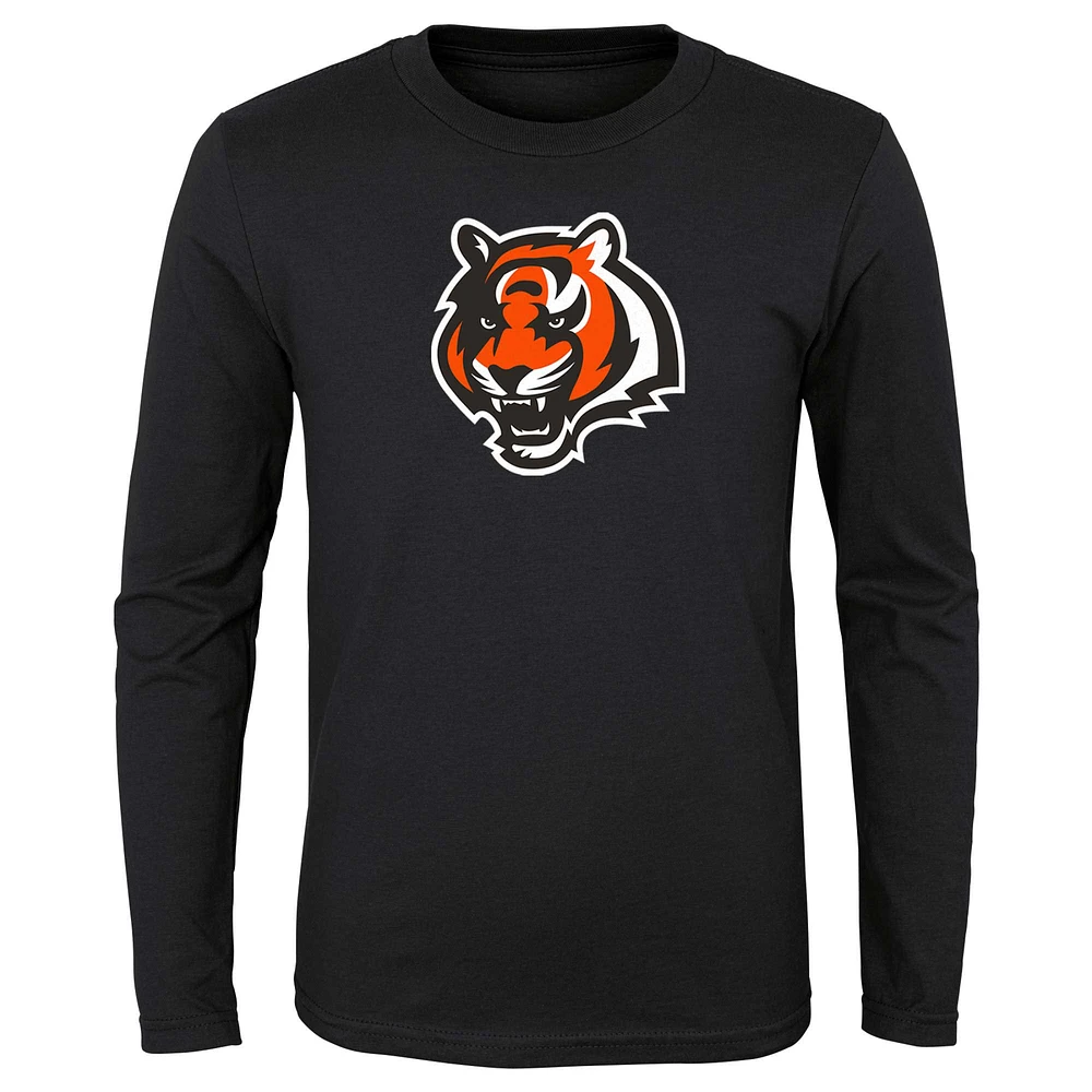 T-shirt à manches longues avec logo primaire des Bengals de Cincinnati préscolaire noir