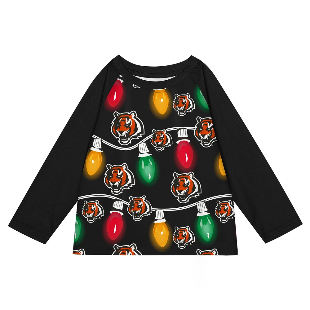 Preschool Cincinnati Bengals Two-Piece Garland Holiday Long Sleeve Pajama Set