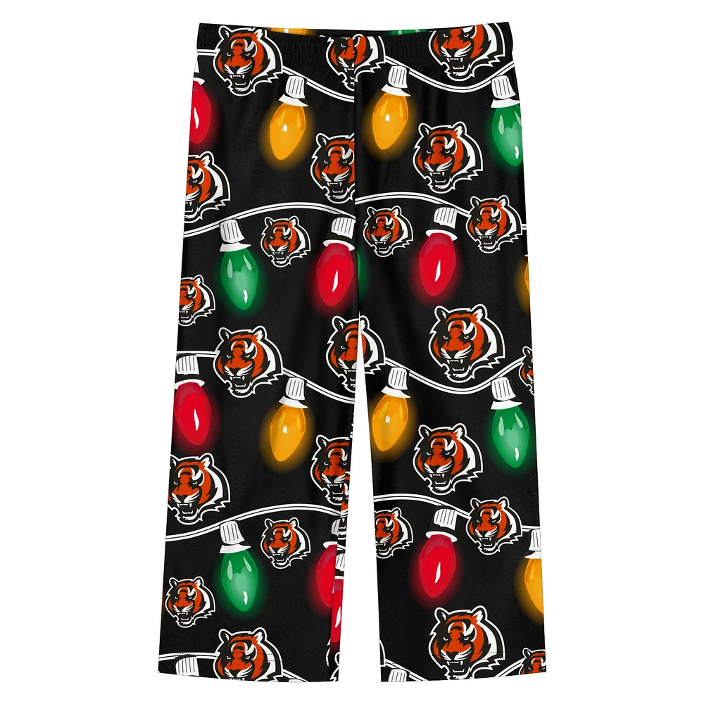 Ensemble pyjama à manches longues en deux pièces pour enfants d'âge préscolaire Cincinnati Bengals Garland Holiday