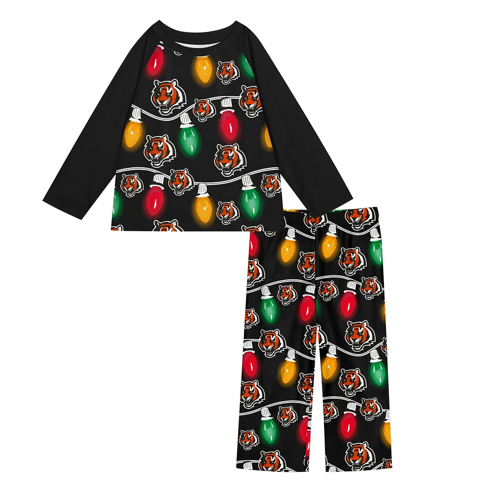 Preschool Cincinnati Bengals Two-Piece Garland Holiday Long Sleeve Pajama Set