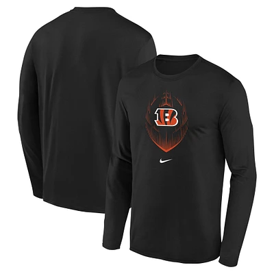 T-shirt à manches longues Nike noir pour préscolaire Cincinnati Bengals Legend Icon